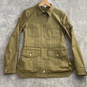 Veronica Beard Jacket Womens Size 2 Military Green Belted Army Military Chic USA
